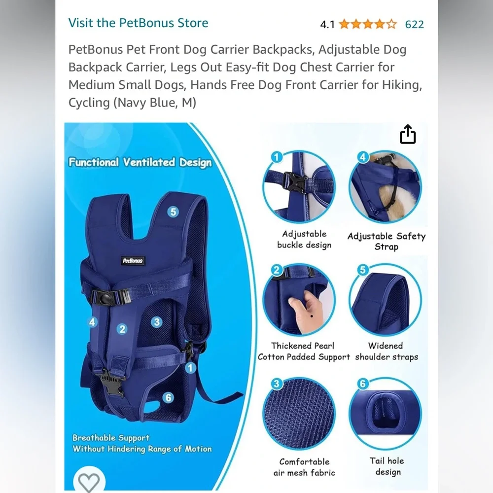 Pet carrier XL navy blue, made by Petbonus
